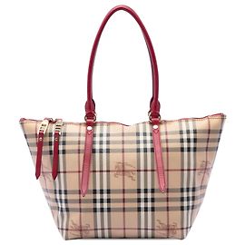 Tote Salisbury in tela rivestita Burberry Beige Small Haymarket Check