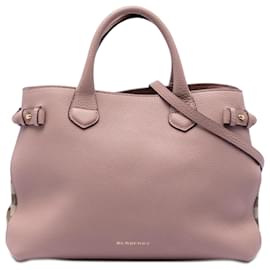 Burberry Pink Medium Calfskin and House Check Banner Satchel