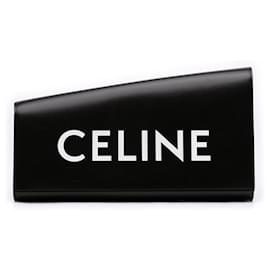 Céline Clutch Celine in pelle nera con logo asimmetrico