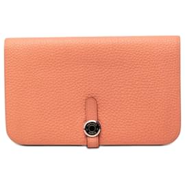 Portefeuille Hermès Orange Togo Dogon Duo GM