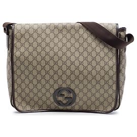 Gucci Messenger Bag Beige Large GG Supreme Interlocking G