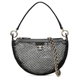 Hobo Chanel Black CC Mesh e Lambskin Lucido Trapuntato con Catena