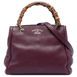 Borsa Gucci Purple Small Calfskin Bamboo Shopper
