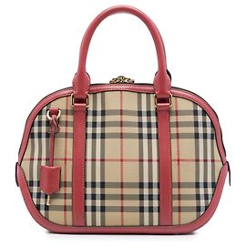 Burberry Beige Small Haymarket Check Nylon Orchard Bowling Bag