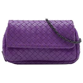 Bottega Veneta Borsa a tracolla con patta e catena espandibile in nappa Intrecciato viola