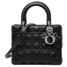 Lady Dior in agnello cannage nero misura Medium