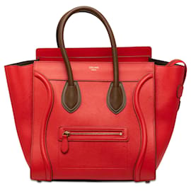 Céline Celine Mini Bicolor Leder Luggage Tote in Rot