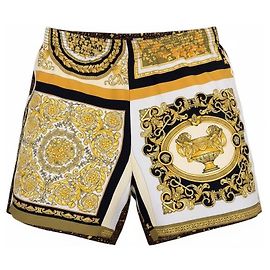 VERSACE Barocco Gold Leopard Print Shorts IT 54 Americana Fit Silk Feel