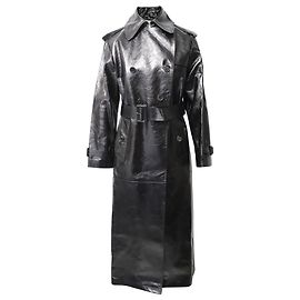 Autre Marque Gabardina de cuero negro Valentino