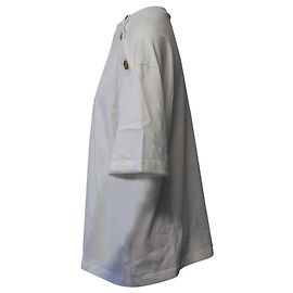 T-shirt Alexander McQueen con bottoni decorati in cotone bianco