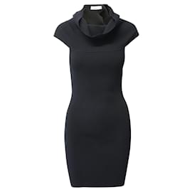 Vestido ajustado de cuello cisne en punto acanalado A.L.C en viscosa negra