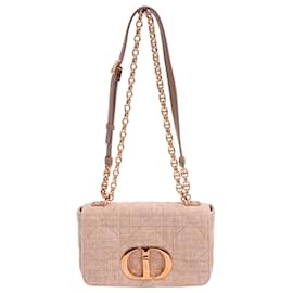 Borsa Small Caro Macrocannage in lino rosa Dior