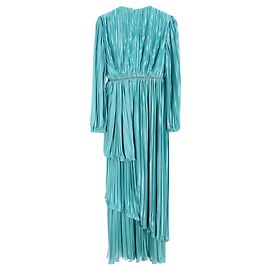 Gucci Kleid aus blauer Seide mit Kristallverzierungen, drapierter Falten