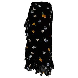 Falda midi cruzada Dainty Georgette de Ganni en viscosa negra