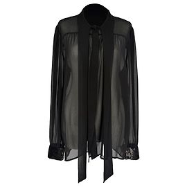 Michael Kors Transparente Bluse mit Necktie aus schwarzem Chiffon