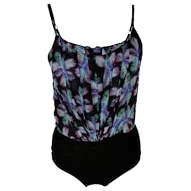 Body Sandro con estampado de palmeras en poliéster negro