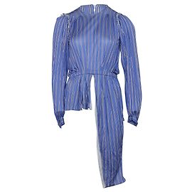 Camicetta asimmetrica a righe Balenciaga in viscosa blu