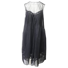 Vestido Baby Doll de malha transparente Simone Rocha em seda preta