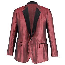 Giacca da smoking Dolce & Gabbana in seta con stampa rossa e bordi in velluto