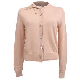 Miu Miu Cardigan mit Schleifendetail aus rosa Virgin Wool