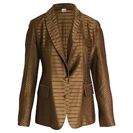 Blazer Saint Laurent à épaules tombantes en laine et soie texturées marron - Yves Saint Laurent