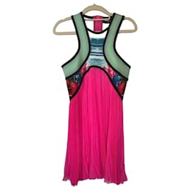 Rosa plissiertes Kleid für Damen mit Tropenprint Dsquared2
