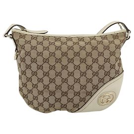 Gucci Britt Half Moon Hobo GG Canvas and leather