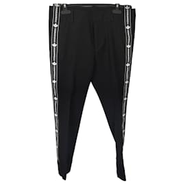 Pantalones de mezcla de lana negros con cinta con logotipo Dsquared2