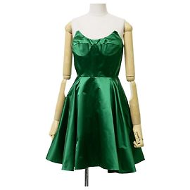 Miu Miu Trägerloses Kleid aus grünem Satin