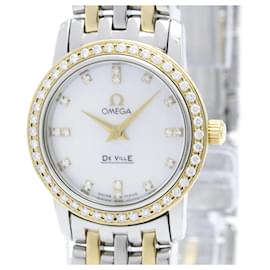 Omega De Ville Prestige Quarz Edelstahl und Gelbgold mit Diamantlünette und Diamantmarkierungen 22