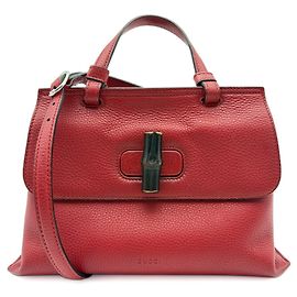 Bols Gucci Bamboo Daily em couro vermelho