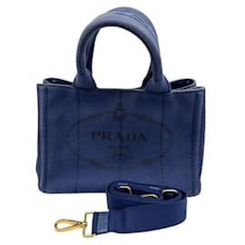 Borsa a mano Prada Canapa blu in tela