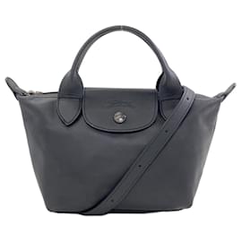 Borsa a mano 2-Way in pelle Longchamp Le Pliage