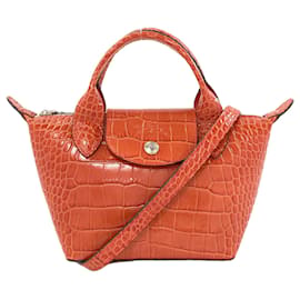 Borsa a mano Longchamp Le Pliage in pelle goffrata