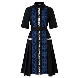 Vestido midi Suno de algodón negro bordado