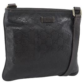 Bolsa GUCCI GG Canvas Guccissima em Couro Marrom Escuro Ouro 201538 Auth 190855