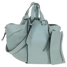 Borsa a mano LOEWE Hammock in pelle 2way Light Blue Silver Auth 190453A - Loewe