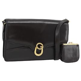 GUCCI Schultertasche Leder Braun Gold Auth mr2650