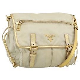 Bolso de Hombro PRADA Nylon Oro Auténtico mr2696