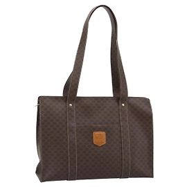Céline CELINE Macadam Canvas Tote Bag PVC Leder Braun Gold Auth mr2749
