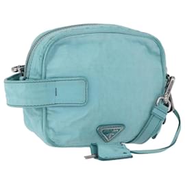 Borsa a tracolla PRADA in pelle azzurro chiaro argento Auth ka5130