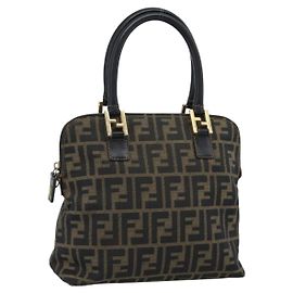Borsa a Mano FENDI Zucca Canvas Nero Marrone Autentica mr2746