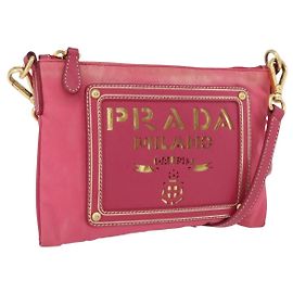 Borsa a Spalla PRADA Nylon Rosa Oro Auth BSZ681