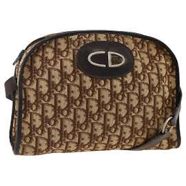Christian Dior Trotter Canvas Schultertasche Beige Auth BSZ660