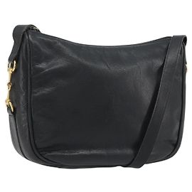 Borsa a Spalla GUCCI Horsebit in Pelle Nera e Oro Auth 186667