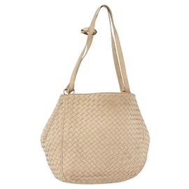 BORSA A SPALLA BOTTEGA VENETA INTRECCIATO Pelle Avorio Oro Auth 190502