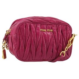 Borsa a Spalla Miu Miu Matelassé in Pelle Rosa Oro Auth 190334A