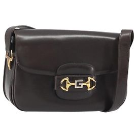 Borsa a Spalla GUCCI in Pelle Marrone Oro Auth ka4228