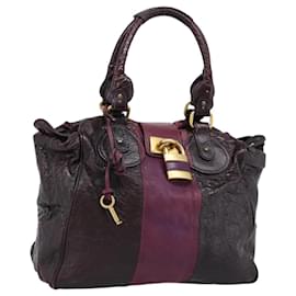 Chloé Borsa Chloe Paddington in Pelle Bordeaux Oro Argento Autentica BSZ550