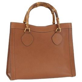 Borsa a mano GUCCI Bamboo in pelle marrone oro 002 1095 Auth ep13963